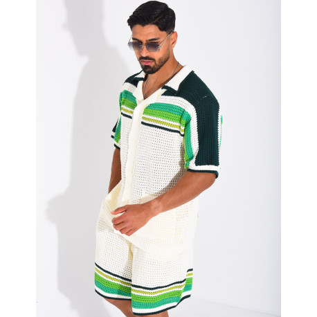 Ensemble ajouré short et chemise