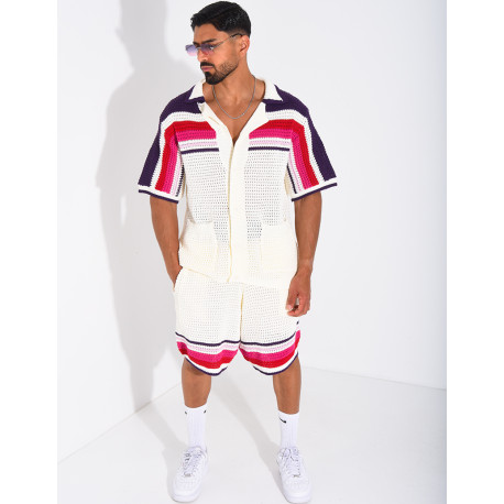 Ensemble ajouré short et chemise