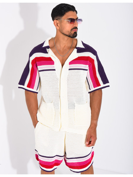 Ensemble ajouré short et chemise