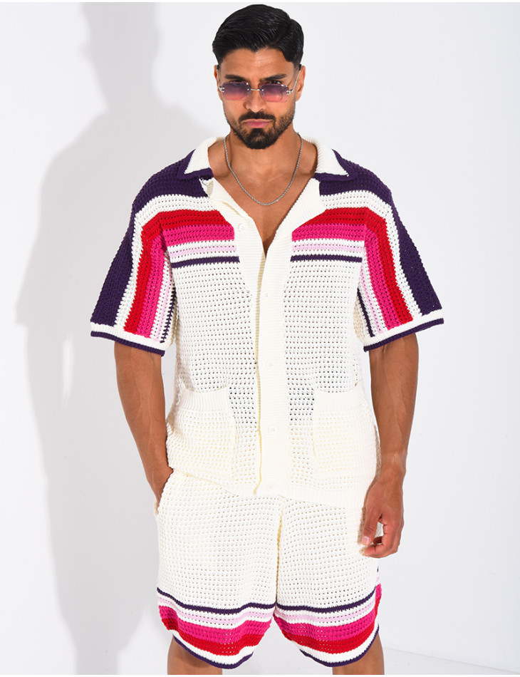 Ensemble ajouré short et chemise