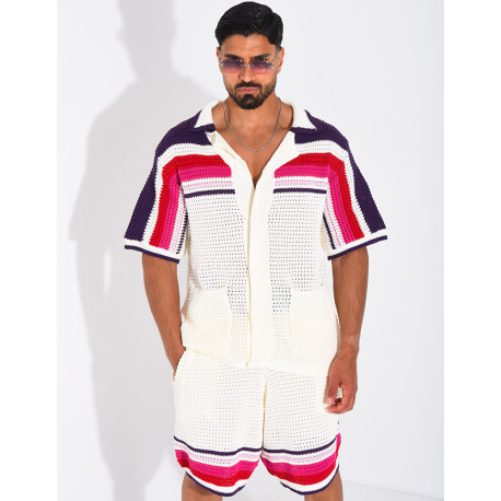 Ensemble ajouré short et chemise