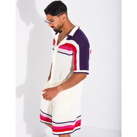 Ensemble ajouré short et chemise