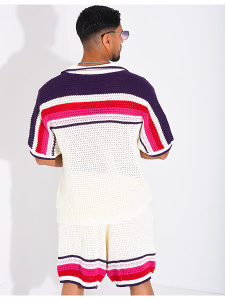 Ensemble ajouré short et chemise