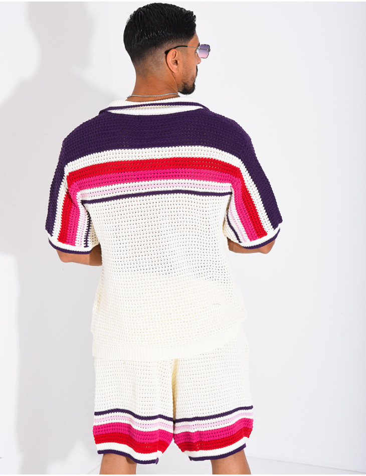Ensemble ajouré short et chemise