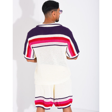 Ensemble ajouré short et chemise