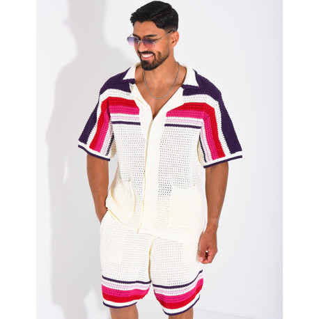 Ensemble ajouré short et chemise