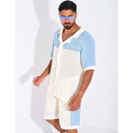 Ensemble ajouré short et chemise