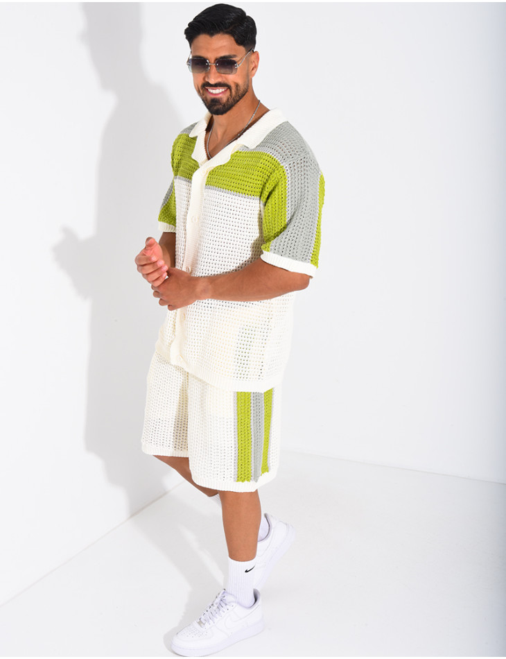 Ensemble ajouré short et chemise