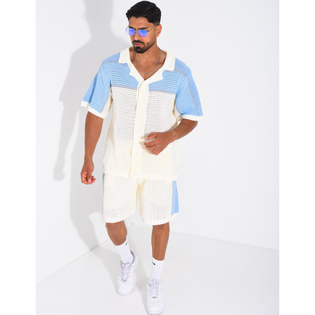 Ensemble ajouré short et chemise