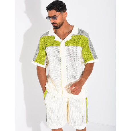 Ensemble ajouré short et chemise