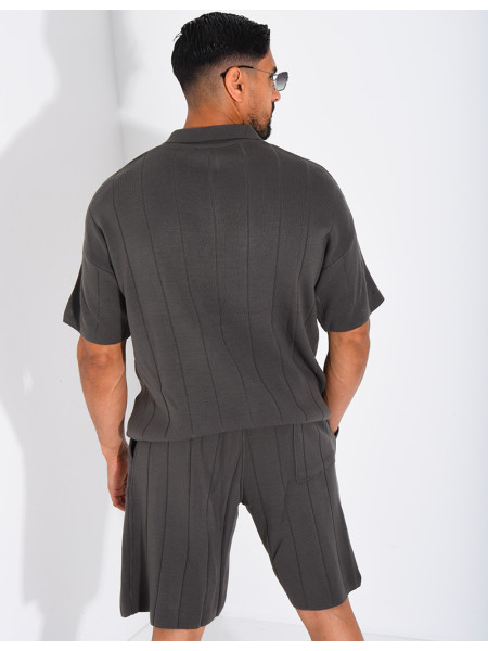 Ensemble côtelé short et polo à zip