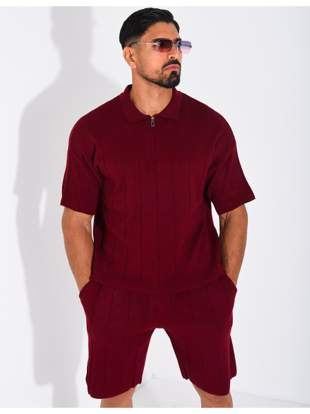 Ensemble côtelé short et polo à zip