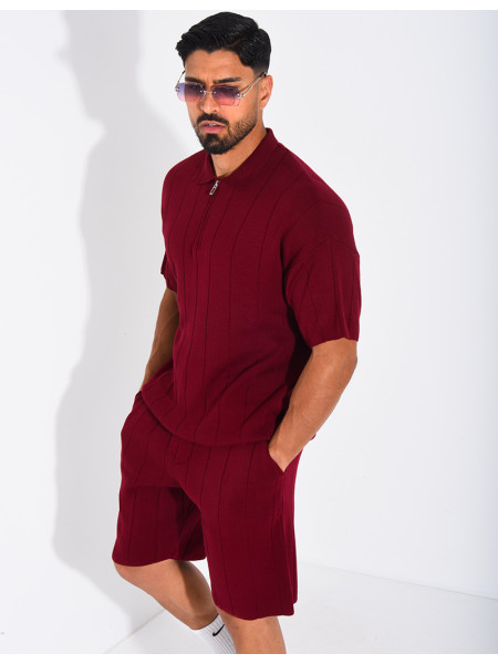 Ensemble côtelé short et polo à zip