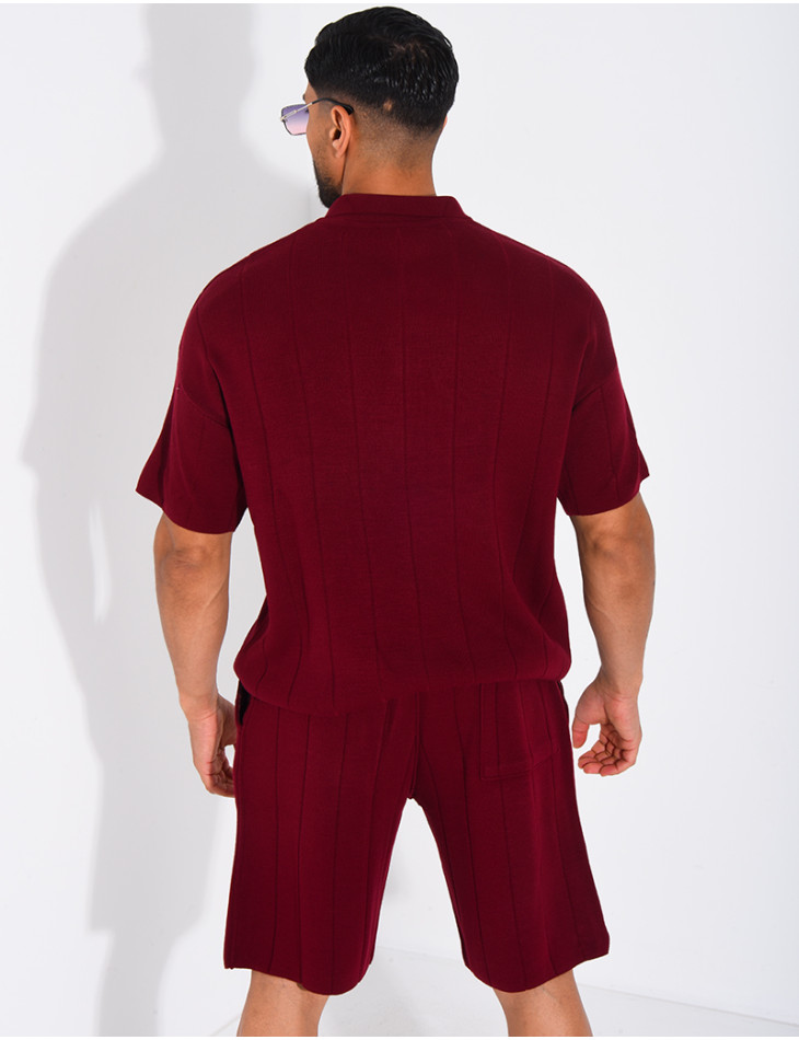 Ensemble côtelé short et polo à zip
