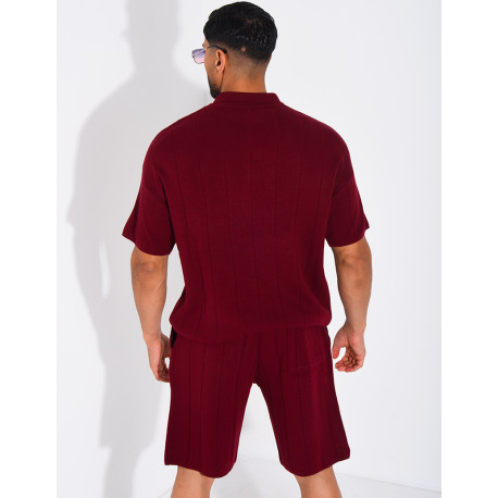 Ensemble côtelé short et polo à zip