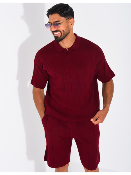 Ensemble côtelé short et polo à zip
