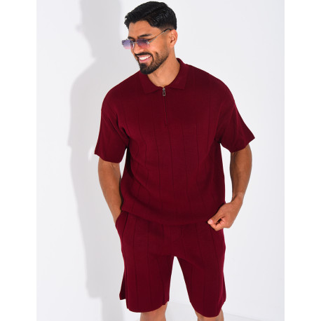 Ensemble côtelé short et polo à zip