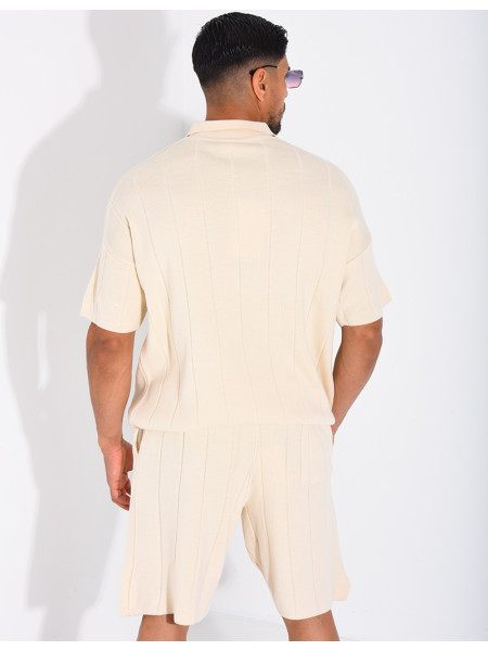 Ensemble côtelé short et polo à zip