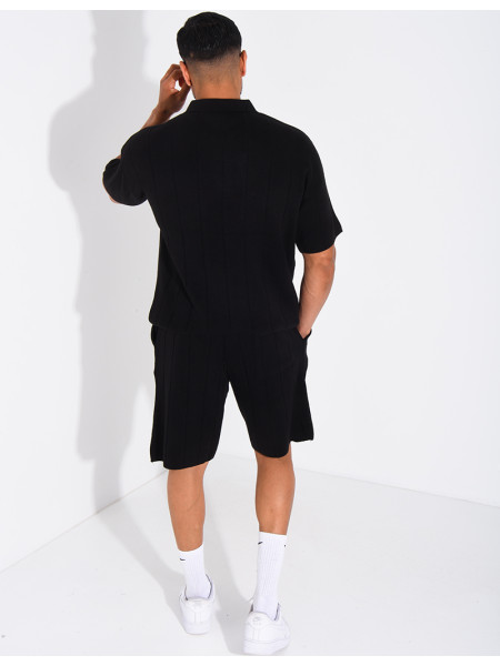 Ensemble côtelé short et polo à zip