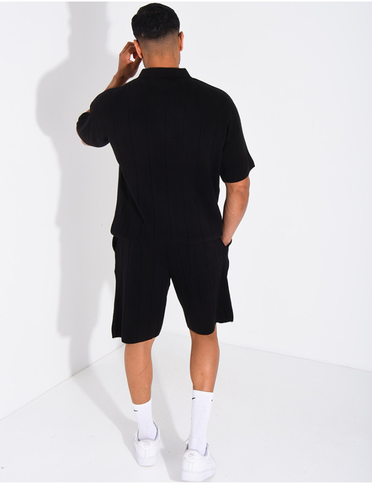 Ensemble côtelé short et polo à zip