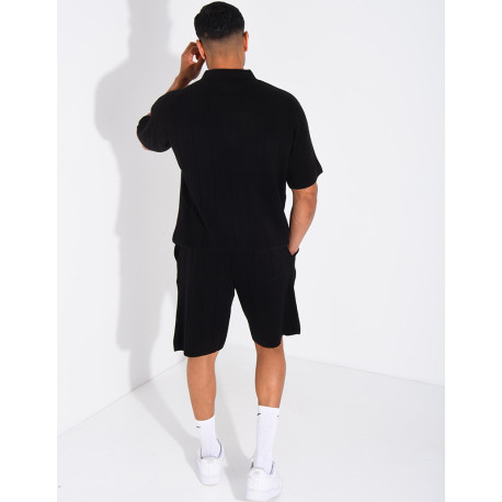 Ensemble côtelé short et polo à zip