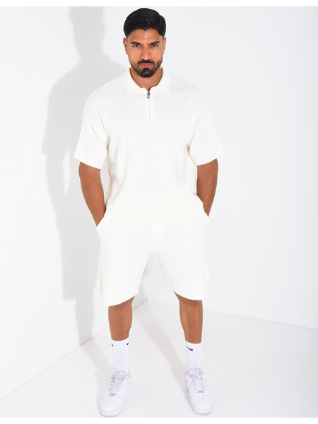 Ensemble côtelé short et polo à zip