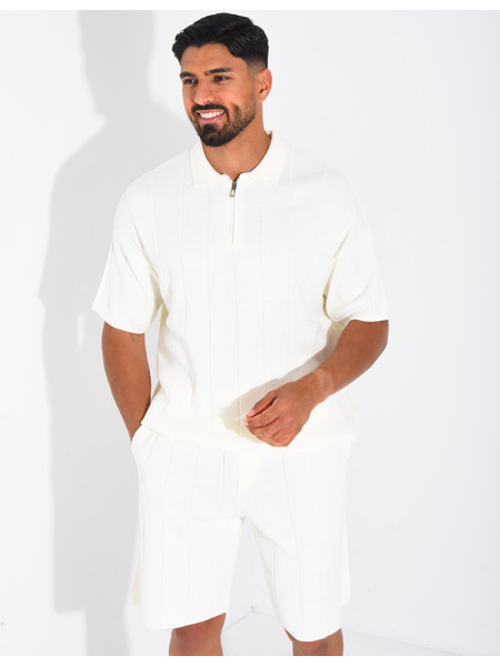 Ensemble côtelé short et polo à zip