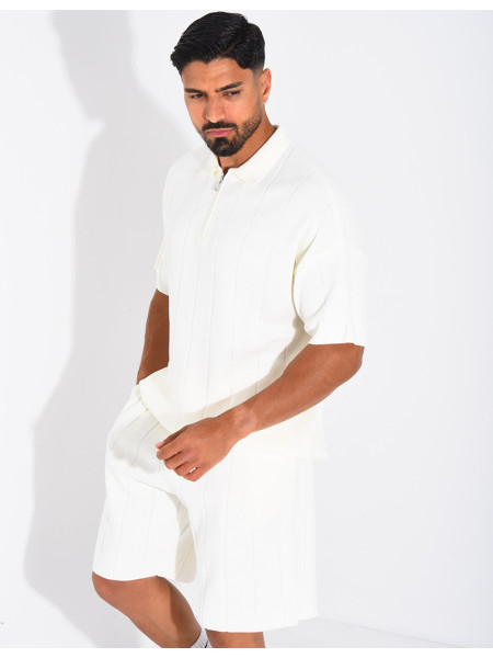 Ensemble côtelé short et polo à zip
