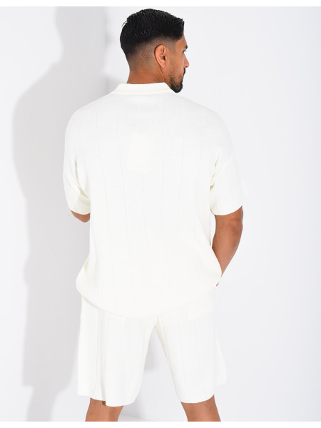 Ensemble côtelé short et polo à zip