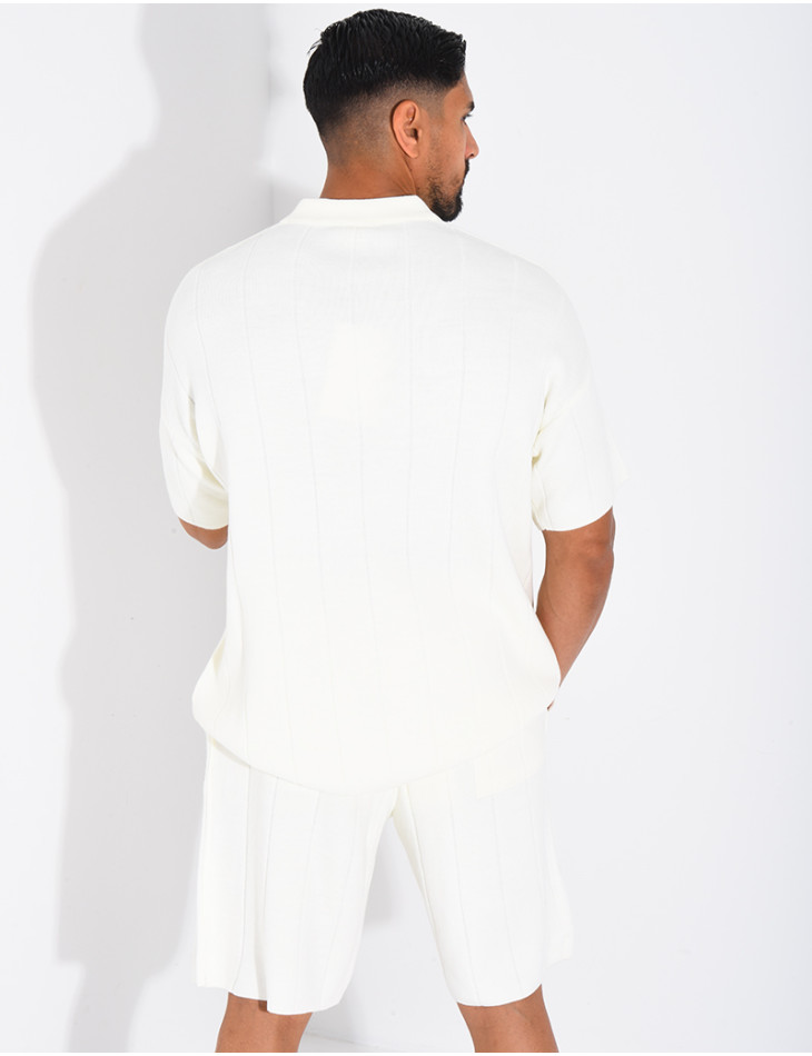 Ensemble côtelé short et polo à zip