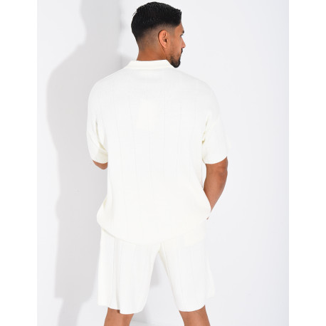Ensemble côtelé short et polo à zip
