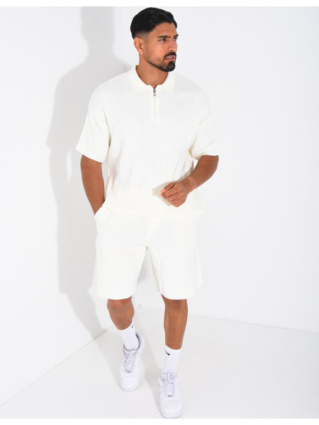 Ensemble côtelé short et polo à zip