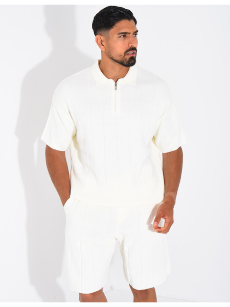 Ensemble côtelé short et polo à zip