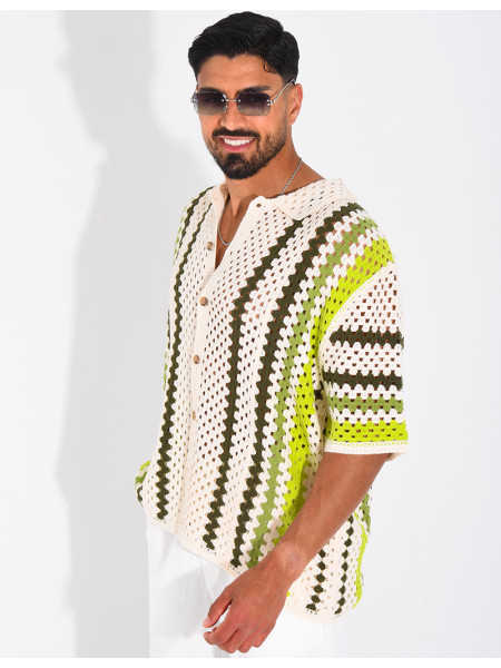 Chemise ajourée à rayures
