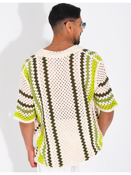 Chemise ajourée à rayures