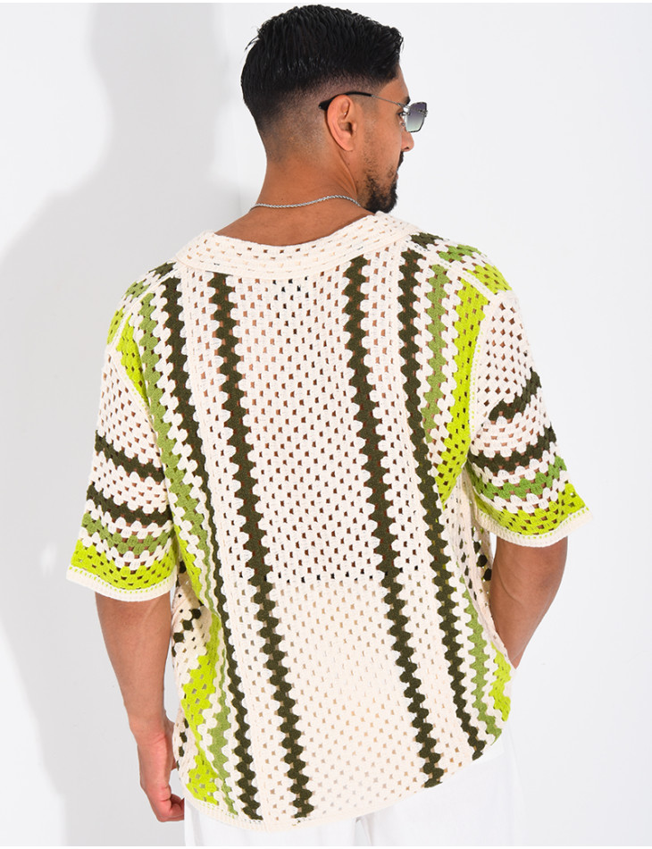 Chemise ajourée à rayures