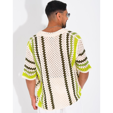 Chemise ajourée à rayures