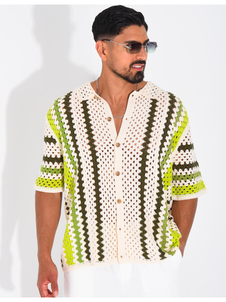 Chemise ajourée à rayures