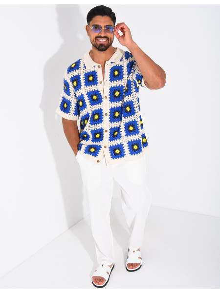 Chemise ajourée à motifs