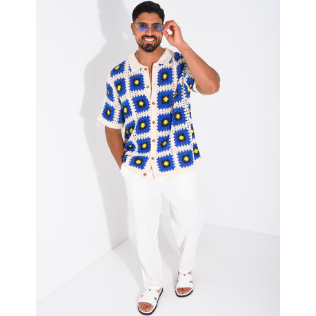 Chemise ajourée à motifs