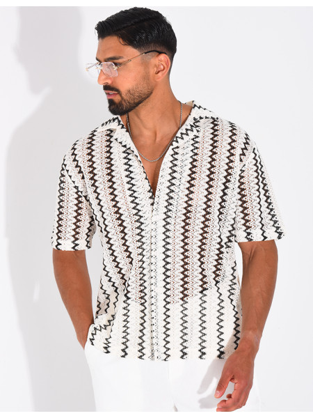 Chemise ajourée à rayures