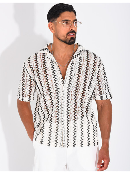 Chemise ajourée à rayures