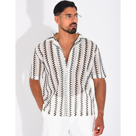 Chemise ajourée à rayures