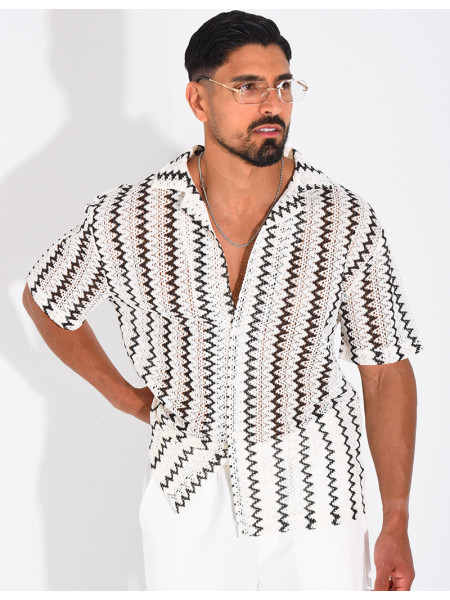 Chemise ajourée à rayures