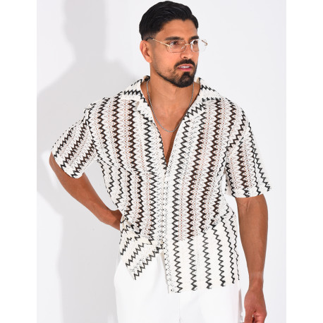 Chemise ajourée à rayures