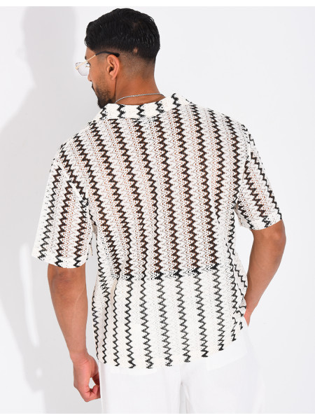 Chemise ajourée à rayures