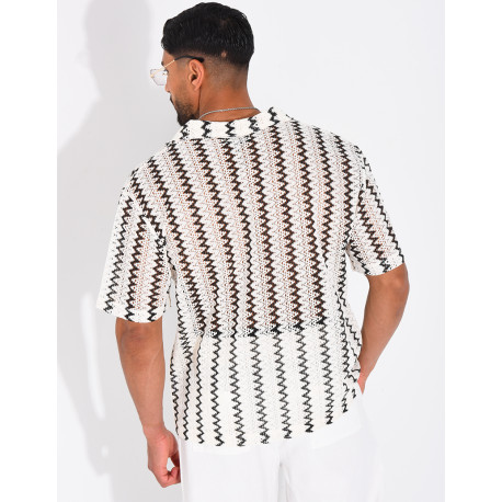 Chemise ajourée à rayures