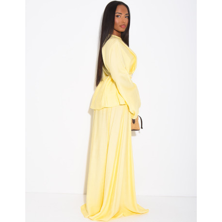 Ensemble effet lin jupe et top avec ceinture assortie