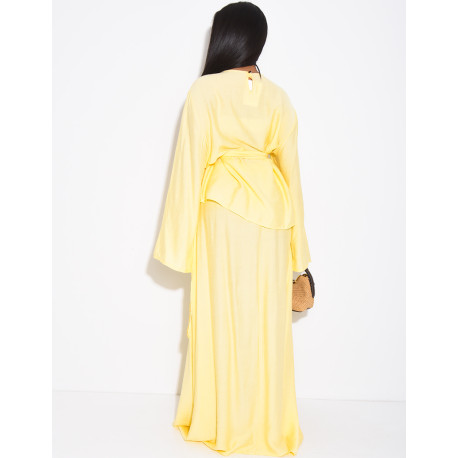 Ensemble effet lin jupe et top avec ceinture assortie