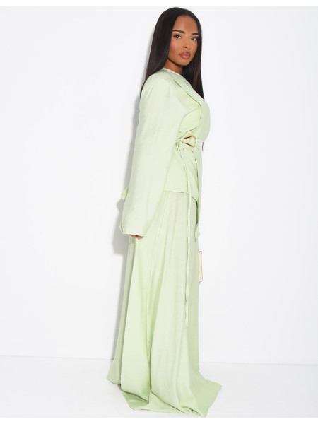 Ensemble effet lin jupe et top avec ceinture assortie